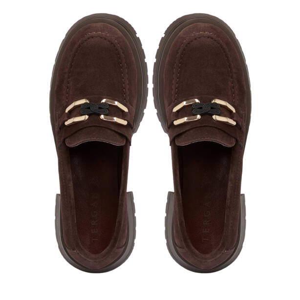 Kahverengi Süet Deri Kadın Loafer - K25S1AY68166-B85 - 5