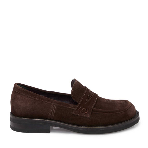 Kahverengi Süet Deri Kadın Makosen - K25S1AY68212-B85 - Tergan