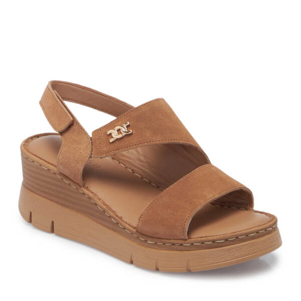 Kahverengi Hakiki Süet Deri Kadın Sandalet - K25Y1SN67982-U2Y - 2