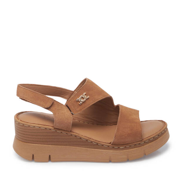 Kahverengi Hakiki Süet Deri Kadın Sandalet - K25Y1SN67982-U2Y 