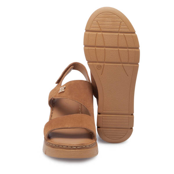 Kahverengi Hakiki Süet Deri Kadın Sandalet - K25Y1SN67982-U2Y - 4