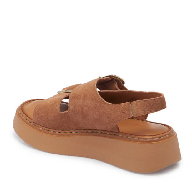 Kahverengi Hakiki Süet Deri Kadın Sandalet - K25Y1SN67985-U2Y - 3