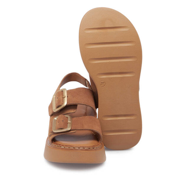 Kahverengi Hakiki Süet Deri Kadın Sandalet - K25Y1SN67985-U2Y - 4
