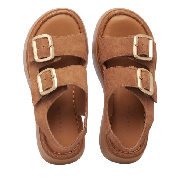 Kahverengi Hakiki Süet Deri Kadın Sandalet - K25Y1SN67985-U2Y - 5