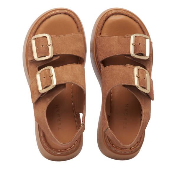 Kahverengi Hakiki Süet Deri Kadın Sandalet - K25Y1SN67985-U2Y - 5