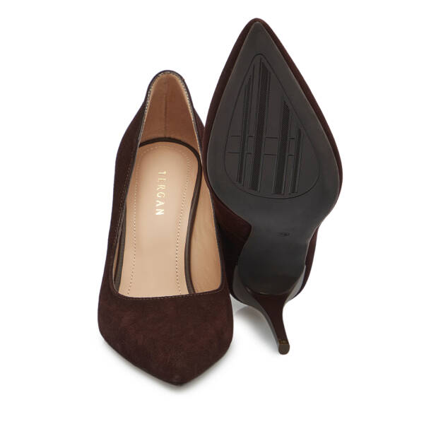 Kahverengi Hakiki Süet Deri Kadın Stiletto - K25S1AY68121-B85 - 4