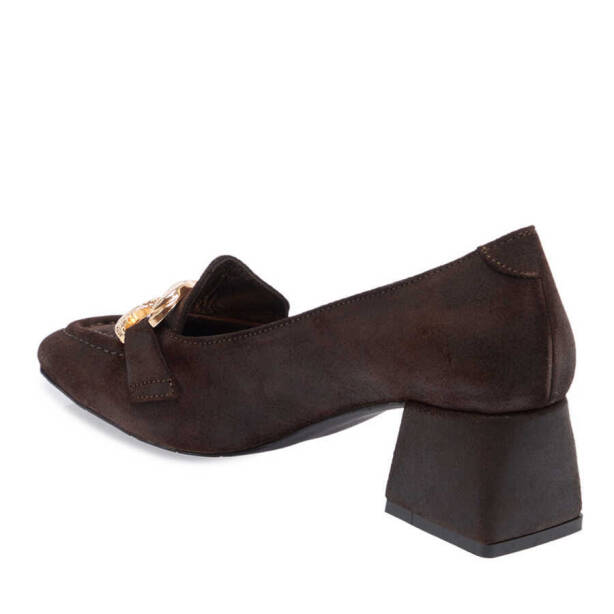 Kahverengi Hakiki Süet Deri Kadın Topuklu Ayakkabı - K24I1AY67477-G17 - 3