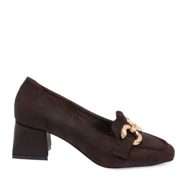 Kahverengi Hakiki Süet Deri Kadın Topuklu Ayakkabı - K24I1AY67477-G17 - 1