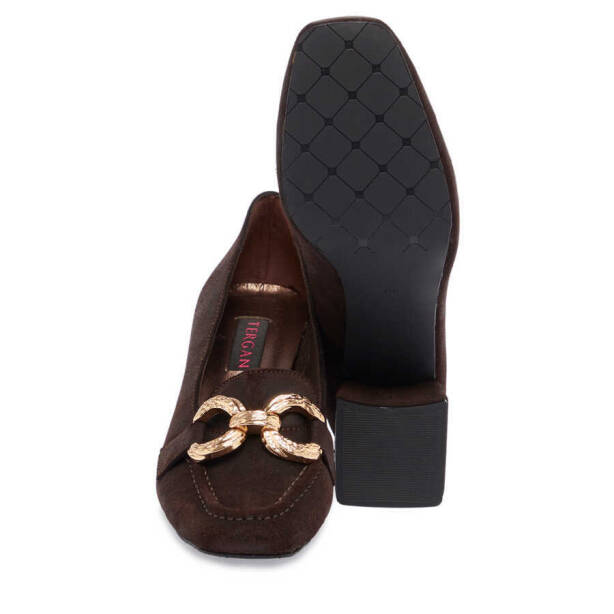 Kahverengi Hakiki Süet Deri Kadın Topuklu Ayakkabı - K24I1AY67477-G17 - 4