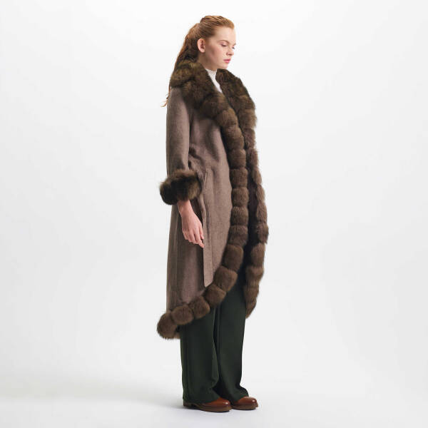 Kahverengi Tekstil - Kürk Kadın Kürk Kaban - K23KKM320380-Q8B - 3