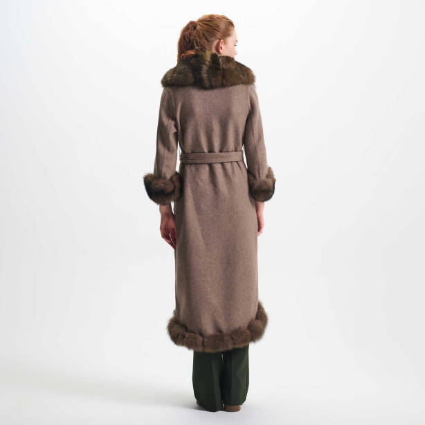 Kahverengi Tekstil - Kürk Kadın Kürk Kaban - K23KKM320380-Q8B - Tergan