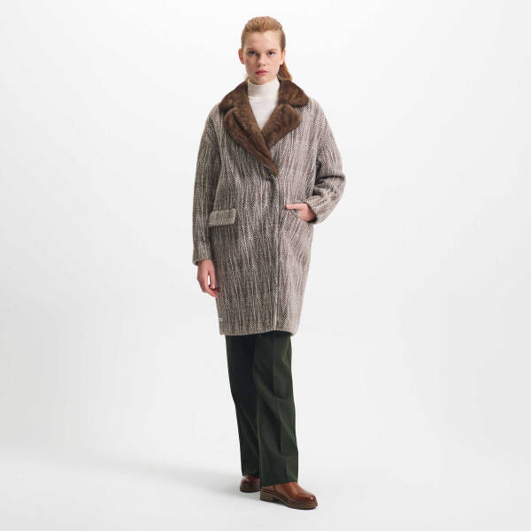 Kahverengi Tekstil - Kürk Kadın Kürk Kaban - K23KKM320415-U1S - 1