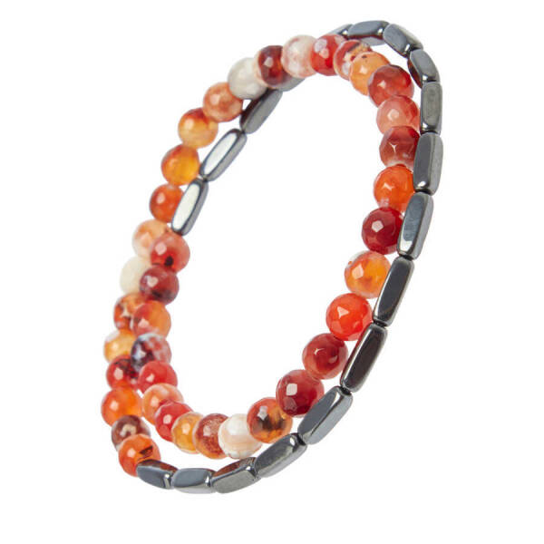 Kırmızı Akik Erkek Bileklik - E1BLK0410358-F75 - 2