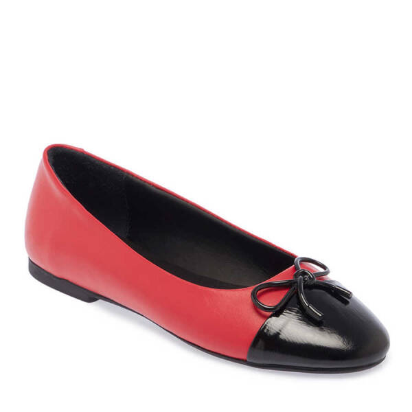 Kırmızı Deri Kadın Babet - K24I1BB67455-Z14 - 1