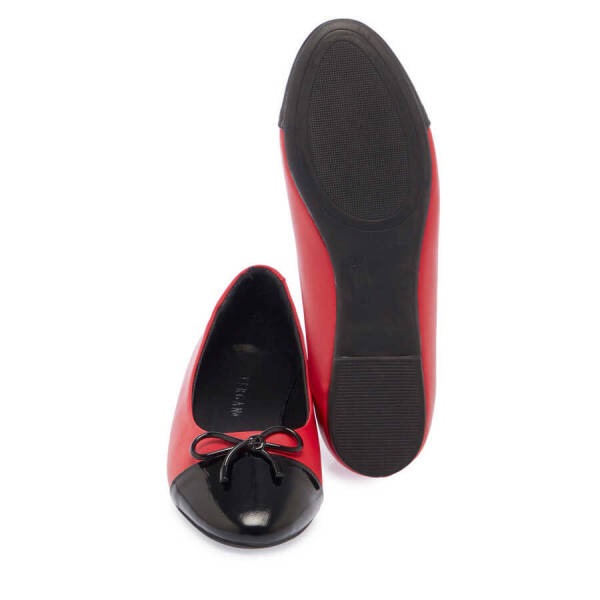 Kırmızı Deri Kadın Babet - K24I1BB67455-Z14 - 4