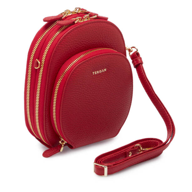 Kırmızı Deri Kadın Çapraz Askılı Çanta - S25Y1BC80430-B68 - 2