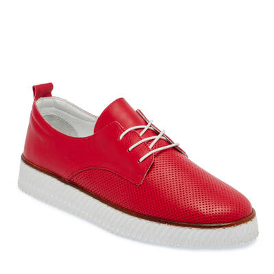 Kırmızı Deri Kadın Casual Ayakkabı - K23I1AY66483-A30 