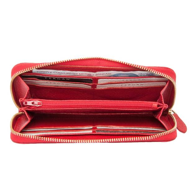 Kırmızı Hakiki Deri Kadın Cüzdan - S1CB00005734-B68 - Tergan