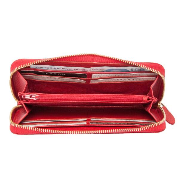 Kırmızı Hakiki Deri Kadın Cüzdan - S1CB00005734-B68 - 4