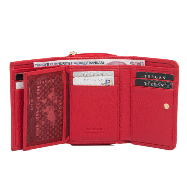 Kırmızı Hakiki Deri Kadın Cüzdan - S1CB00005798-B68 - Tergan