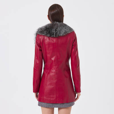 Kırmızı Deri Kadın Mont - K23KDM320384-Q3S - 3