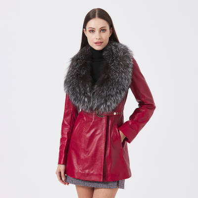 Kırmızı Deri Kadın Mont - K23KDM320384-Q3S - 4