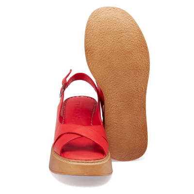 Kırmızı Deri Kadın Sandalet - K24Y1SN67219-A30 - 4