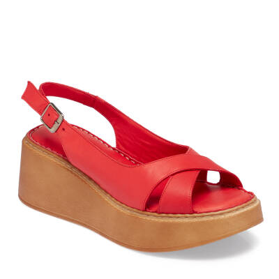  Kırmızı Deri Kadın Sandalet - K24Y1SN67219-A30 