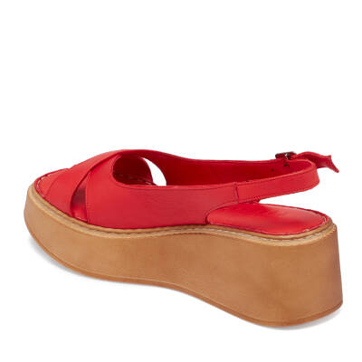  Kırmızı Deri Kadın Sandalet - K24Y1SN67219-A30 - 2