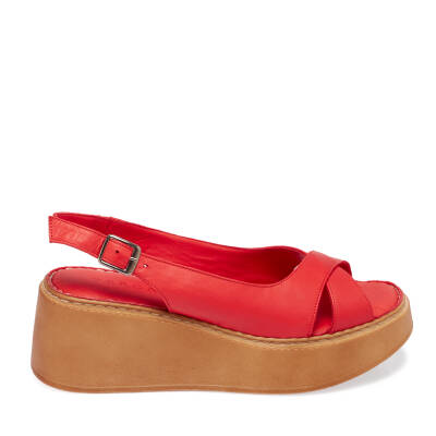  Kırmızı Deri Kadın Sandalet - K24Y1SN67219-A30 - 3