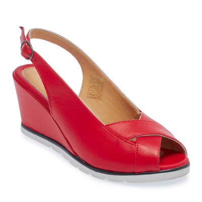  Kırmızı Deri Kadın Sandalet - K24Y1SN67278-A30 