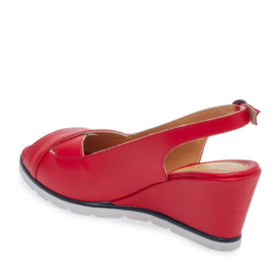  Kırmızı Deri Kadın Sandalet - K24Y1SN67278-A30 - 2