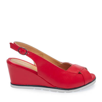 Kırmızı Deri Kadın Sandalet - K24Y1SN67278-A30 - 3
