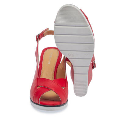  Kırmızı Deri Kadın Sandalet - K24Y1SN67278-A30 - 4