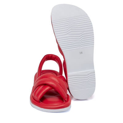 Kırmızı Deri Kadın Sandalet - K24Y1SN67414-A30 - 4