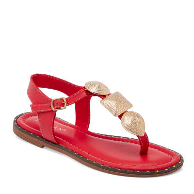 Kırmızı Deri Kadın Sandalet - K25Y1SN67781-A30 - 1