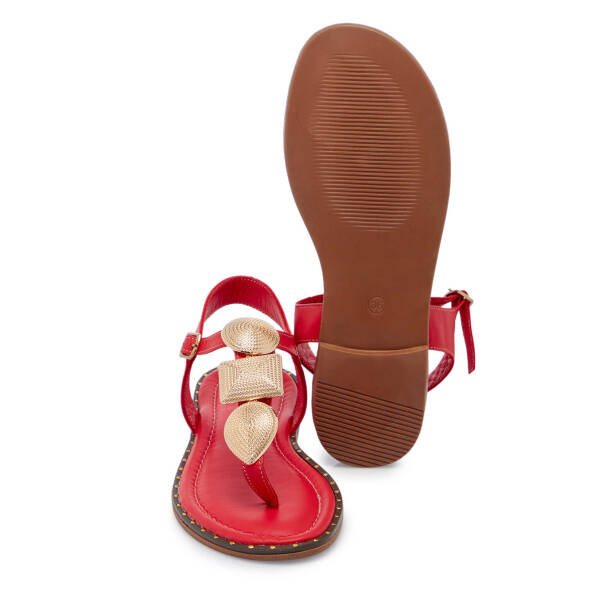 Kırmızı Deri Kadın Sandalet - K25Y1SN67781-A30 - 4