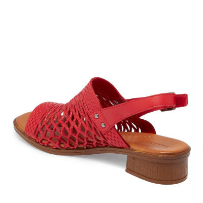 Kırmızı Deri Kadın Sandalet - K25Y1SN67928-A30 - 2