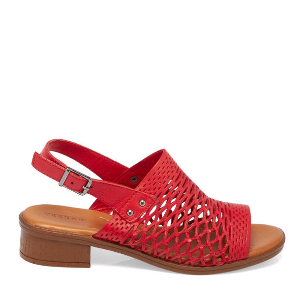 Kırmızı Hakiki Deri Kadın Sandalet - K25Y1SN67928-A30 