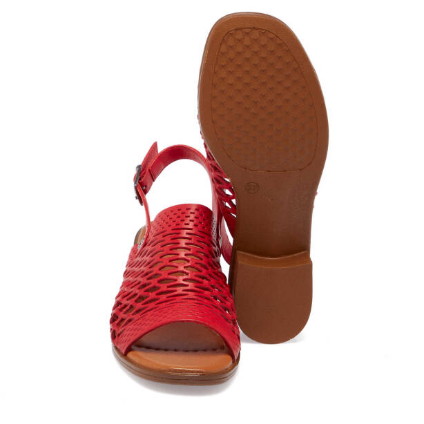 Kırmızı Hakiki Deri Kadın Sandalet - K25Y1SN67928-A30 - 4