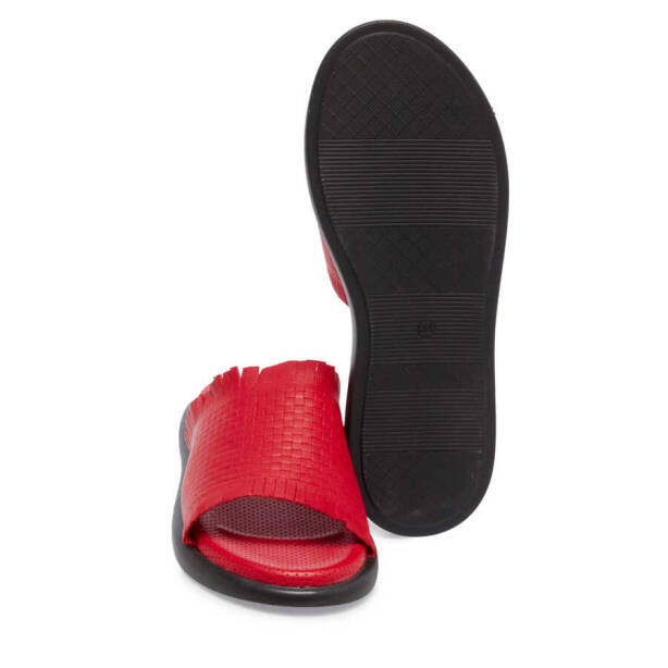 Kırmızı Deri Kadın Terlik - K24Y1TR67132-A30 - 4