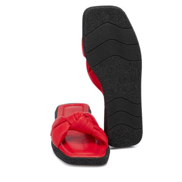 Kırmızı Hakiki Deri Kadın Terlik - K24Y1TR67432-A30 - 4