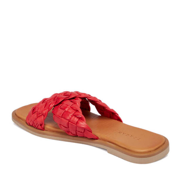 Kırmızı Hakiki Deri Kadın Terlik - K24Y1TR67436-A30 - 3