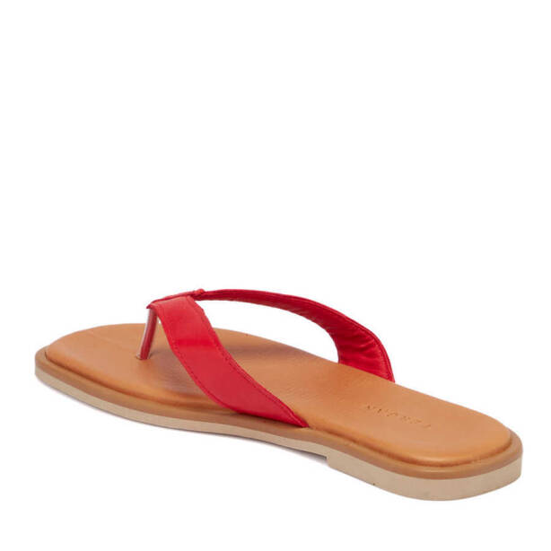 Kırmızı Hakiki Deri Kadın Terlik - K24Y1TR67437-A30 - 3