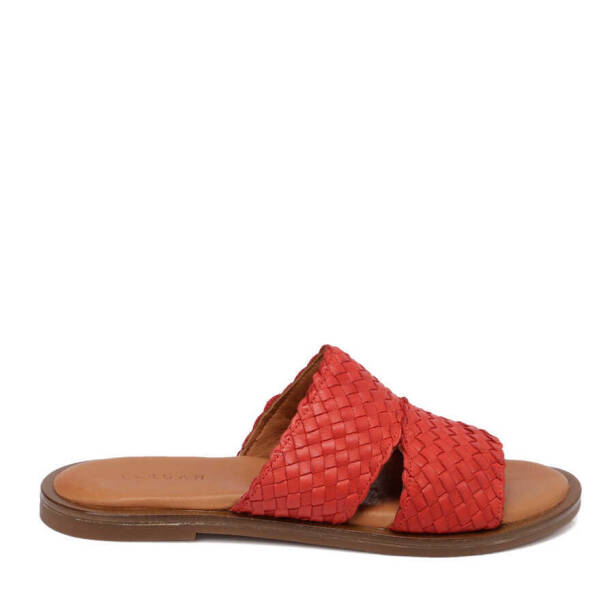 Kırmızı Hakiki Deri Kadın Terlik - K24Y1TR67438-A30 - 1