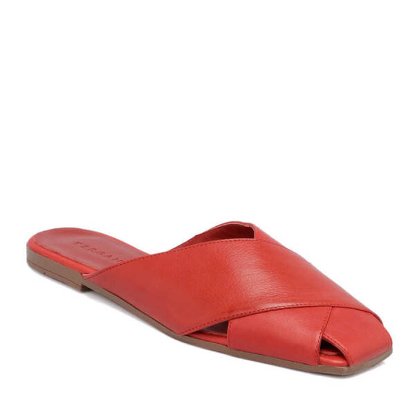 Kırmızı Hakiki Deri Kadın Terlik - K24Y1TR67439-A30 - 2