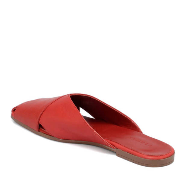 Kırmızı Hakiki Deri Kadın Terlik - K24Y1TR67439-A30 - 3