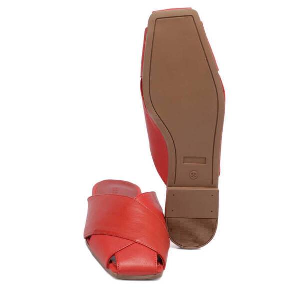 Kırmızı Hakiki Deri Kadın Terlik - K24Y1TR67439-A30 - 4