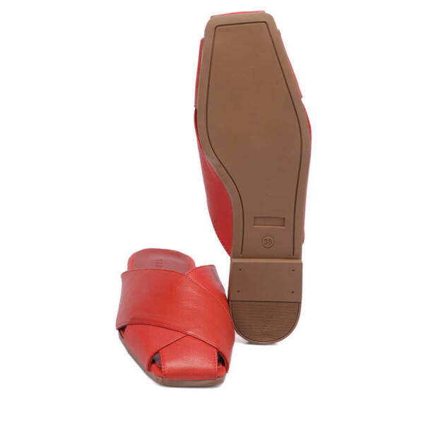 Kırmızı Hakiki Deri Kadın Terlik - K24Y1TR67439-A30 - 4