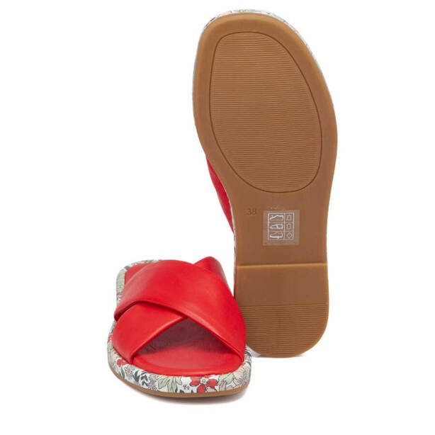 Kırmızı Hakiki Deri Kadın Terlik - K24Y1TR67441-A30 - 4